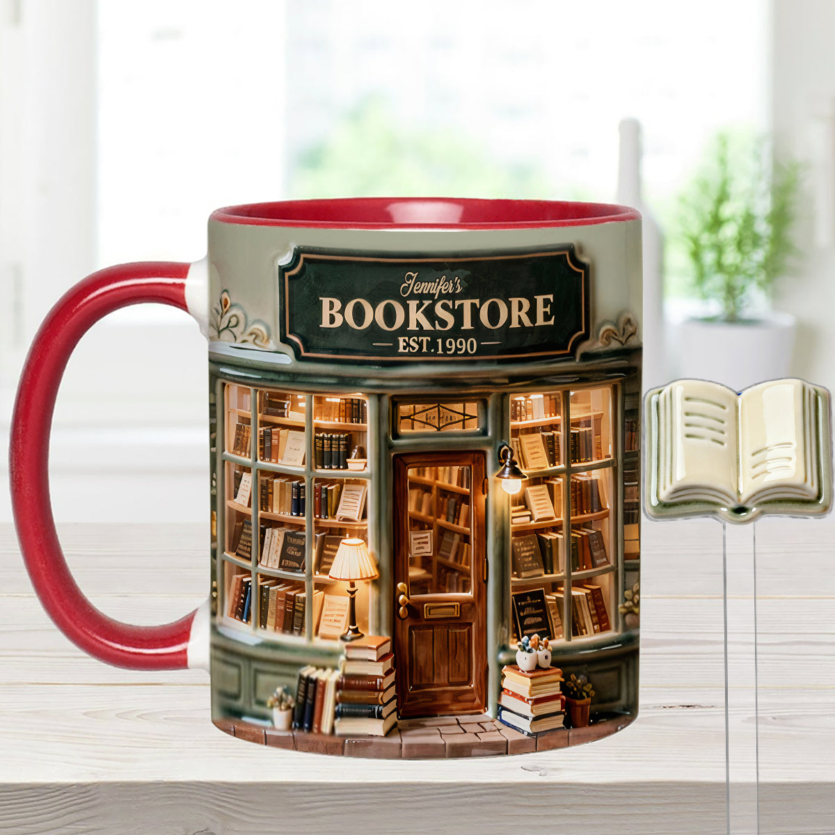 Coffret « Love Books » - Mug personnalisé avec agitateurs en acrylique