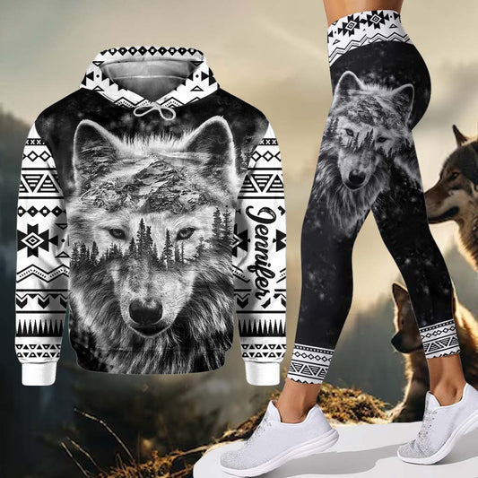 Loup Fort - Sweat à capuche et leggings personnalisés Loup