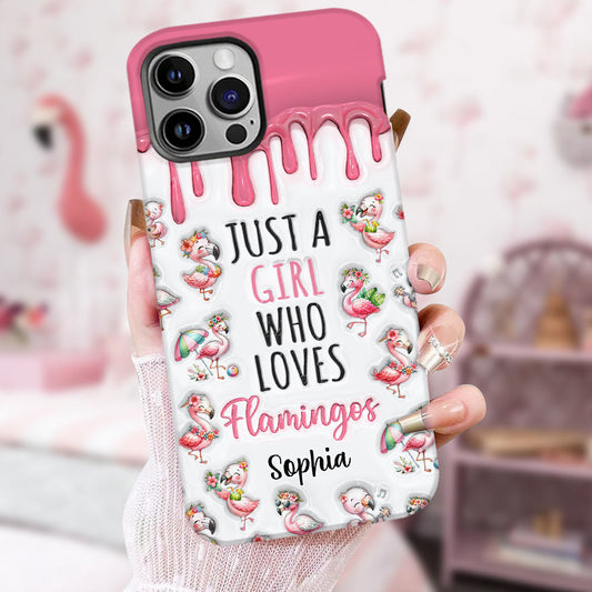 Juste une fille qui aime les flamants roses - Coque de téléphone personnalisée avec imprimé flamant rose