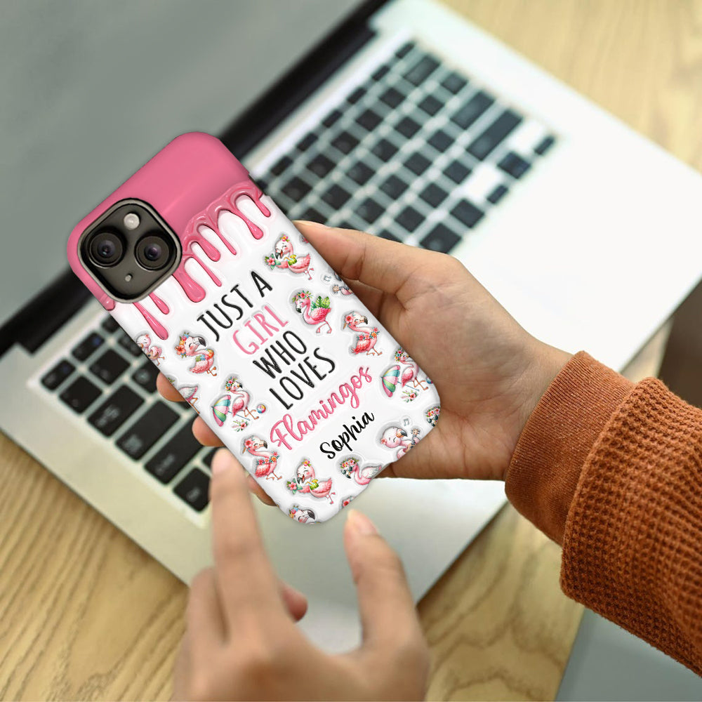 Just A Girl Who Loves Flamingos - Personalized Flamingo Full Print Phone Case
