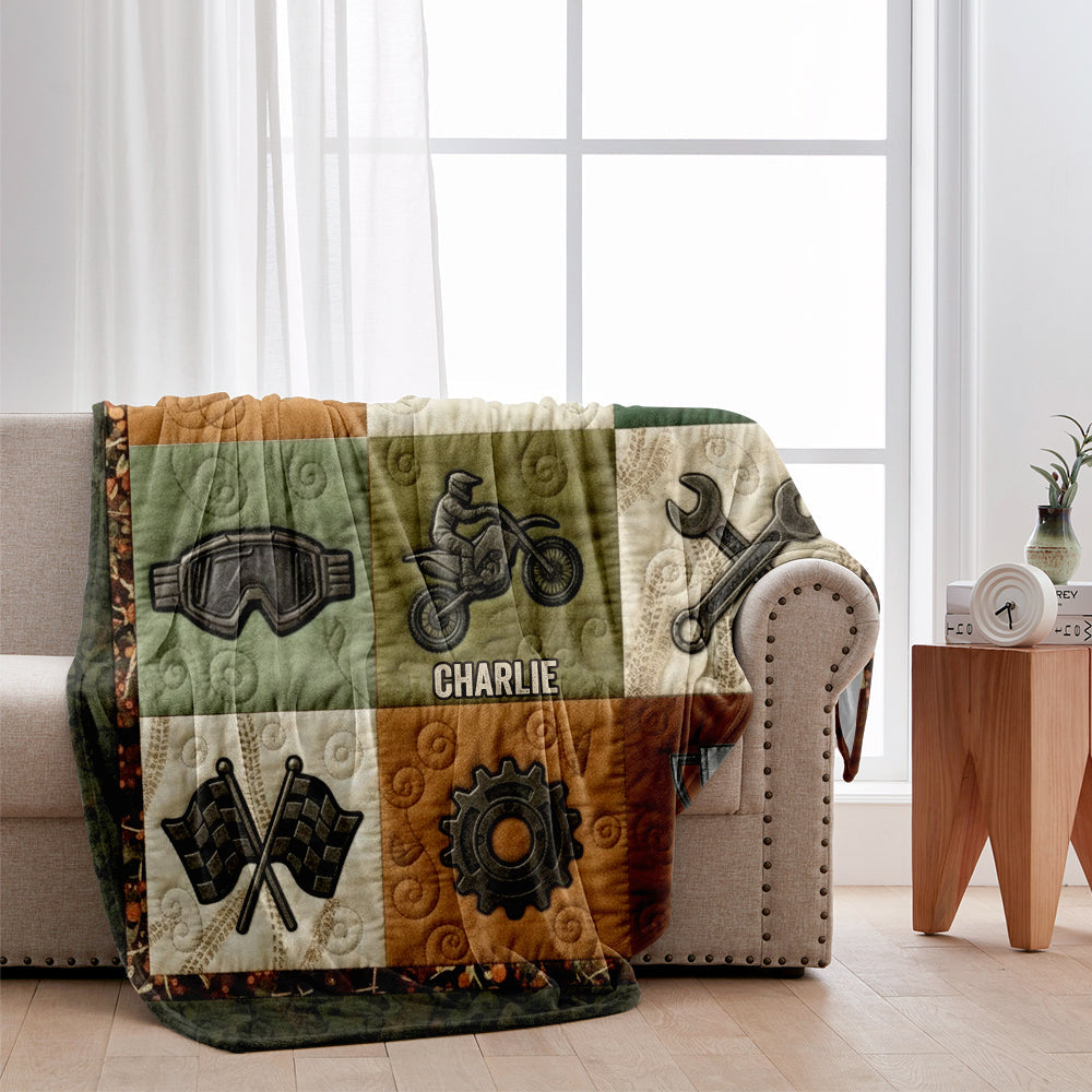 Motocross Racer - Personalized Dirt Bike Blanket