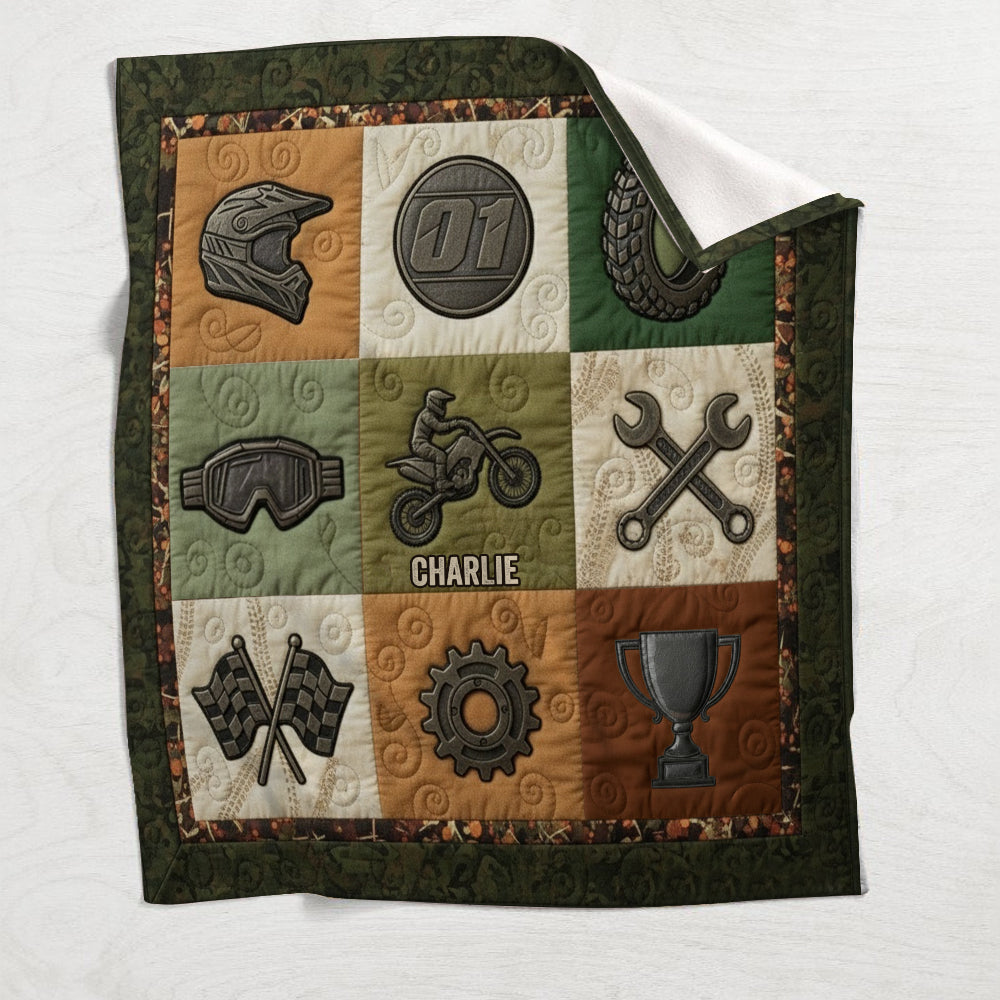 Motocross Racer - Personalized Dirt Bike Blanket