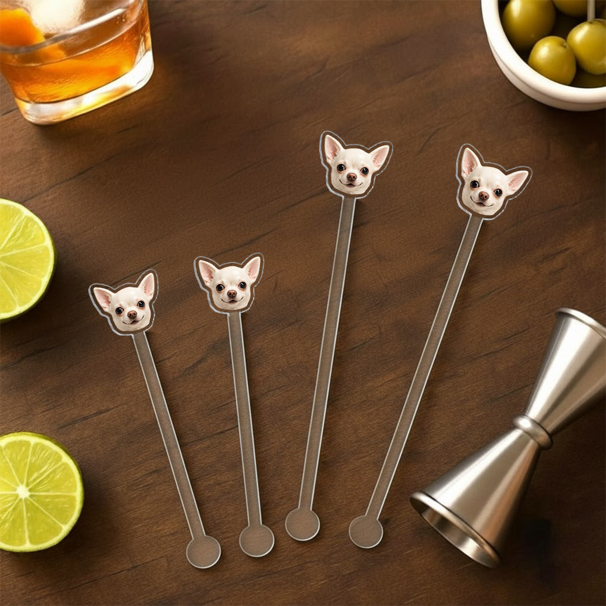 Photo de tout animal de compagnie personnalisée - Ensemble de mugs accent avec cuillères en acrylique