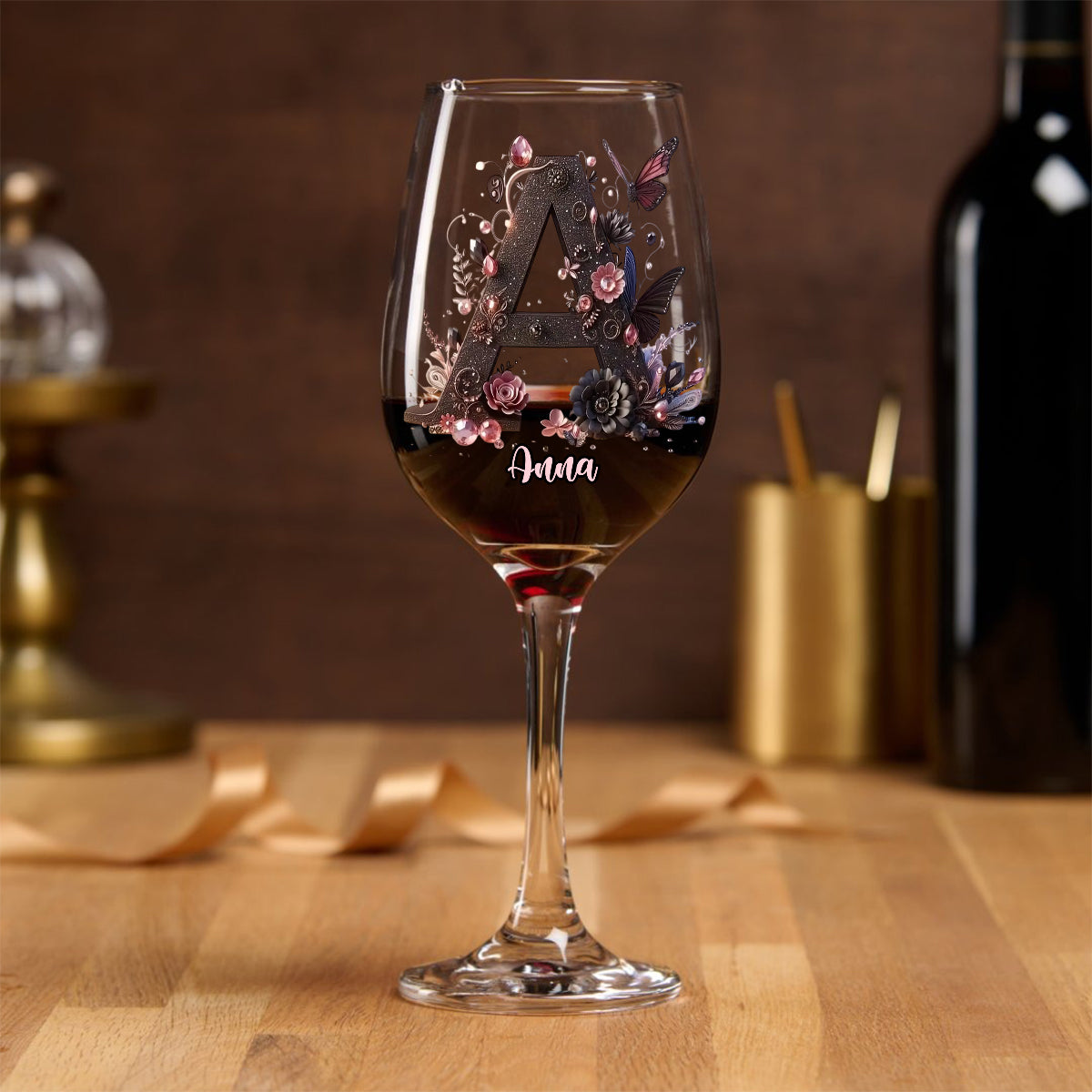 Initial Custom For Wine Lovers - Personalized Wine Wine Glass With Long Stem