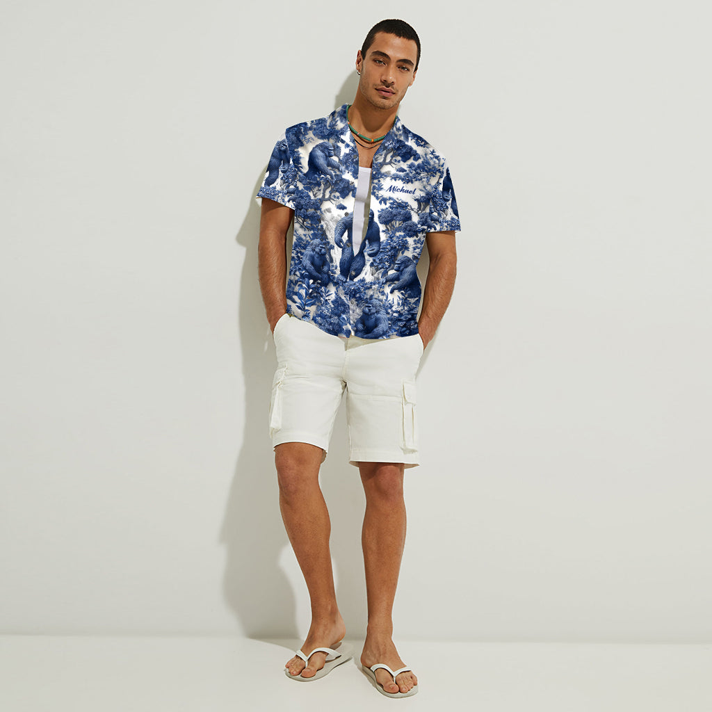 Ambiance estivale Bigfoot - Chemise hawaïenne de randonnée personnalisée