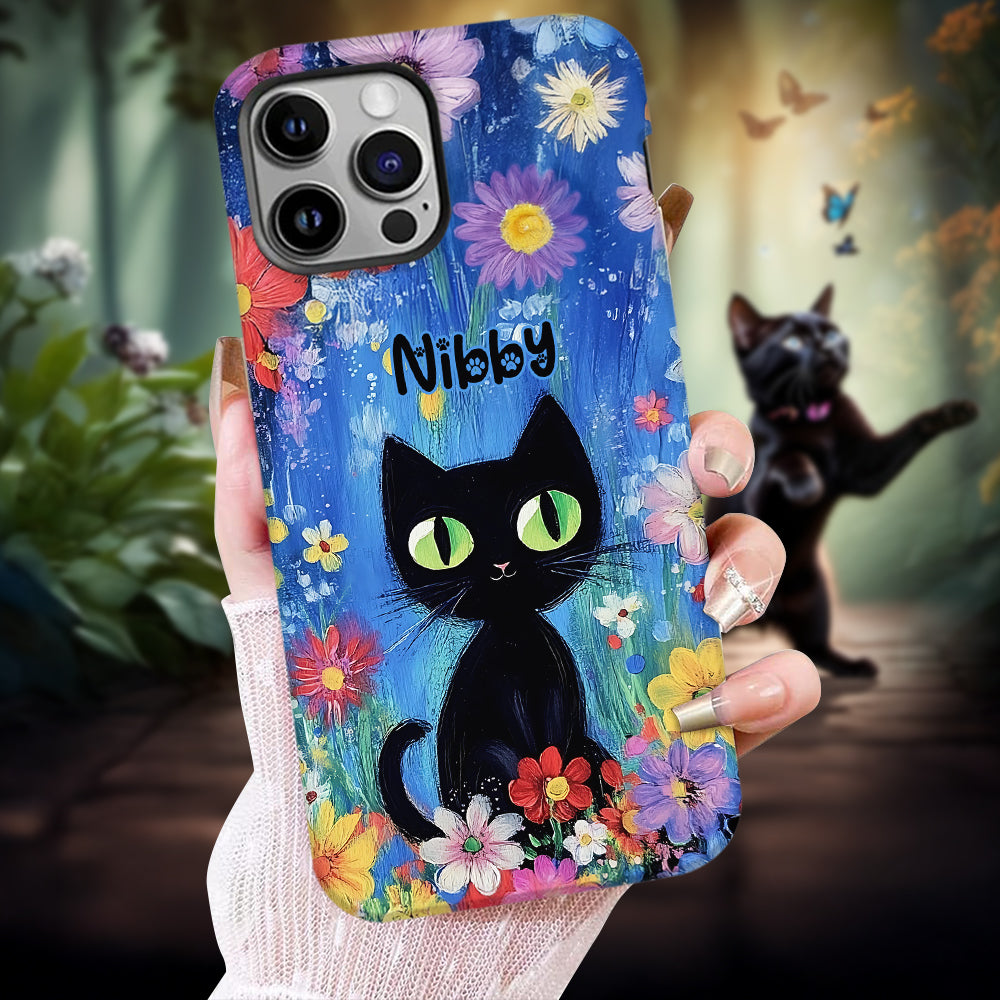 Coque de téléphone personnalisée avec motif chat noir mignon - Chat mignon