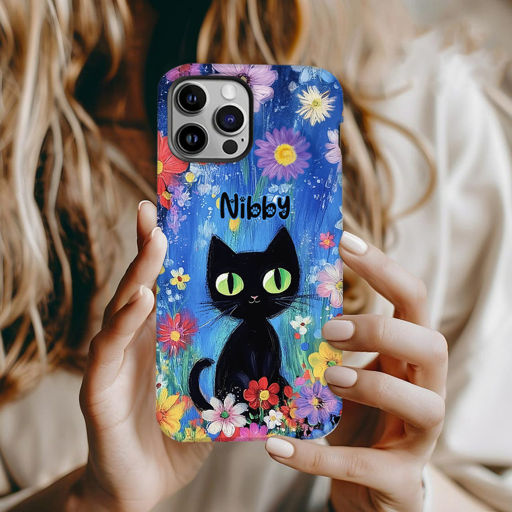 Coque de téléphone personnalisée avec motif chat noir mignon - Chat mignon