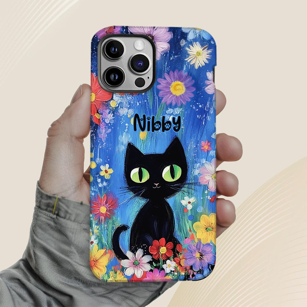 Coque de téléphone personnalisée avec motif chat noir mignon - Chat mignon