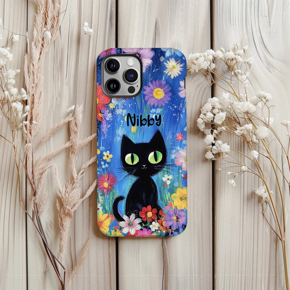 Coque de téléphone personnalisée avec motif chat noir mignon - Chat mignon