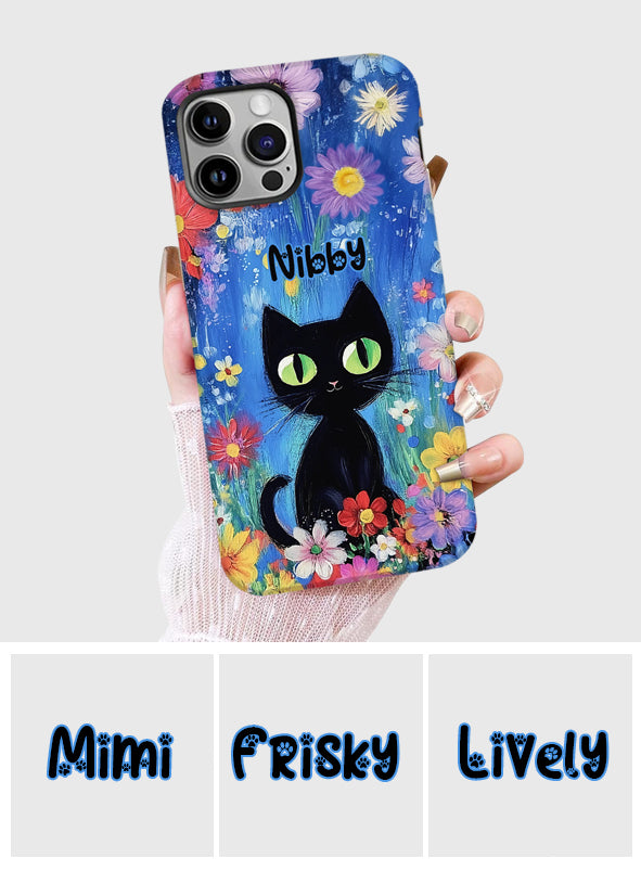Coque de téléphone personnalisée avec motif chat noir mignon - Chat mignon