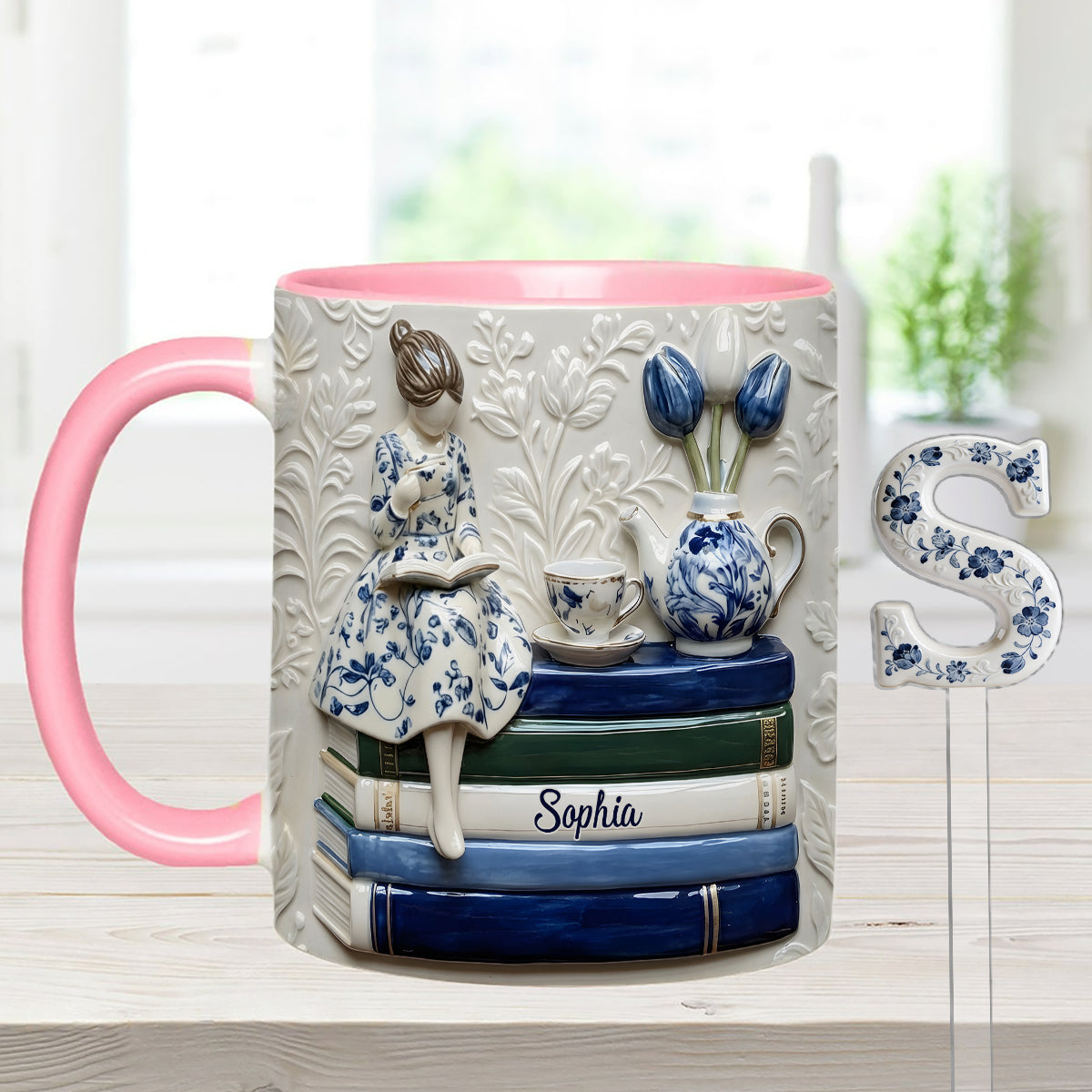 Book Lover - Personalized Book Set Accent Mug with Acrylic Stirres