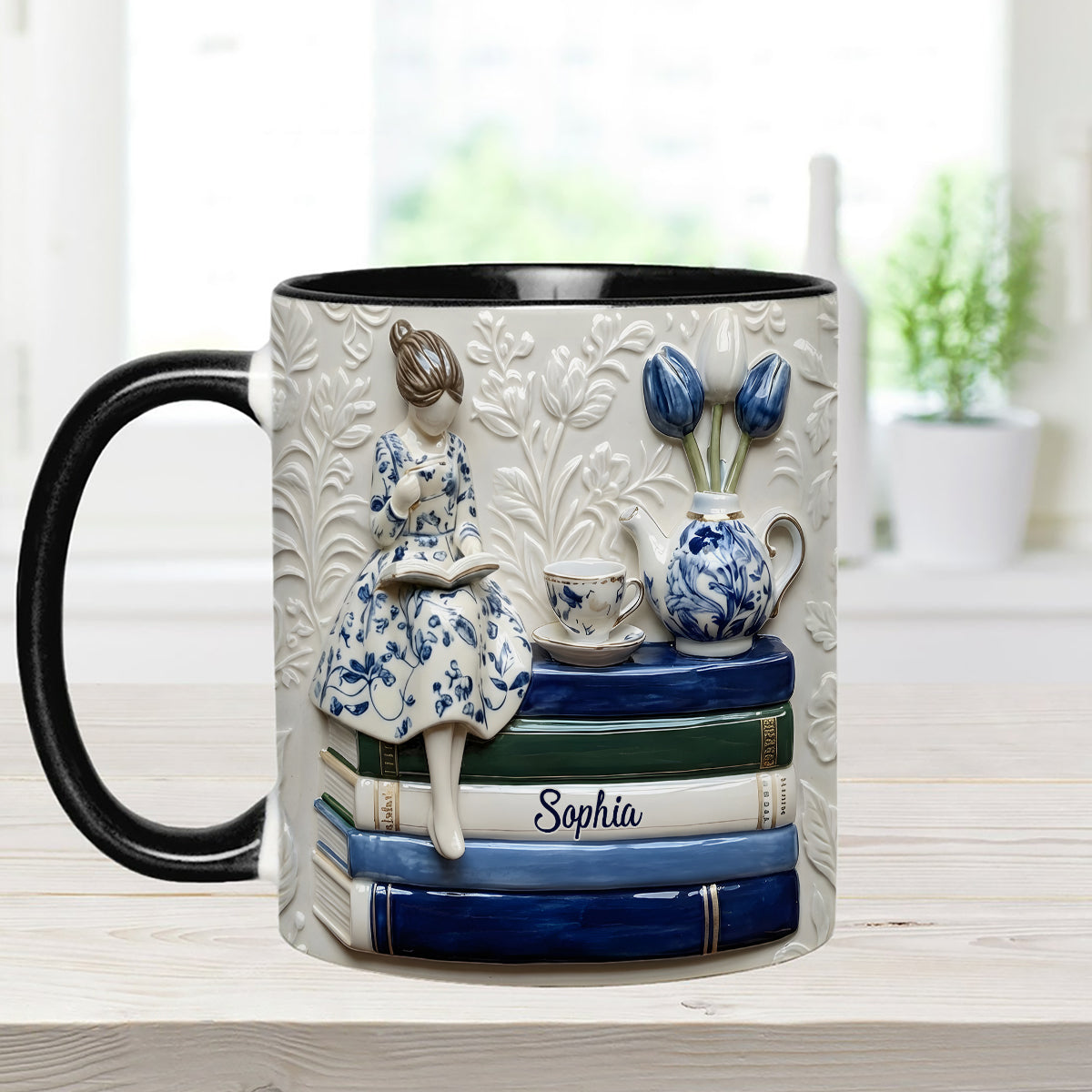 Book Lover - Personalized Book Set Accent Mug with Acrylic Stirres