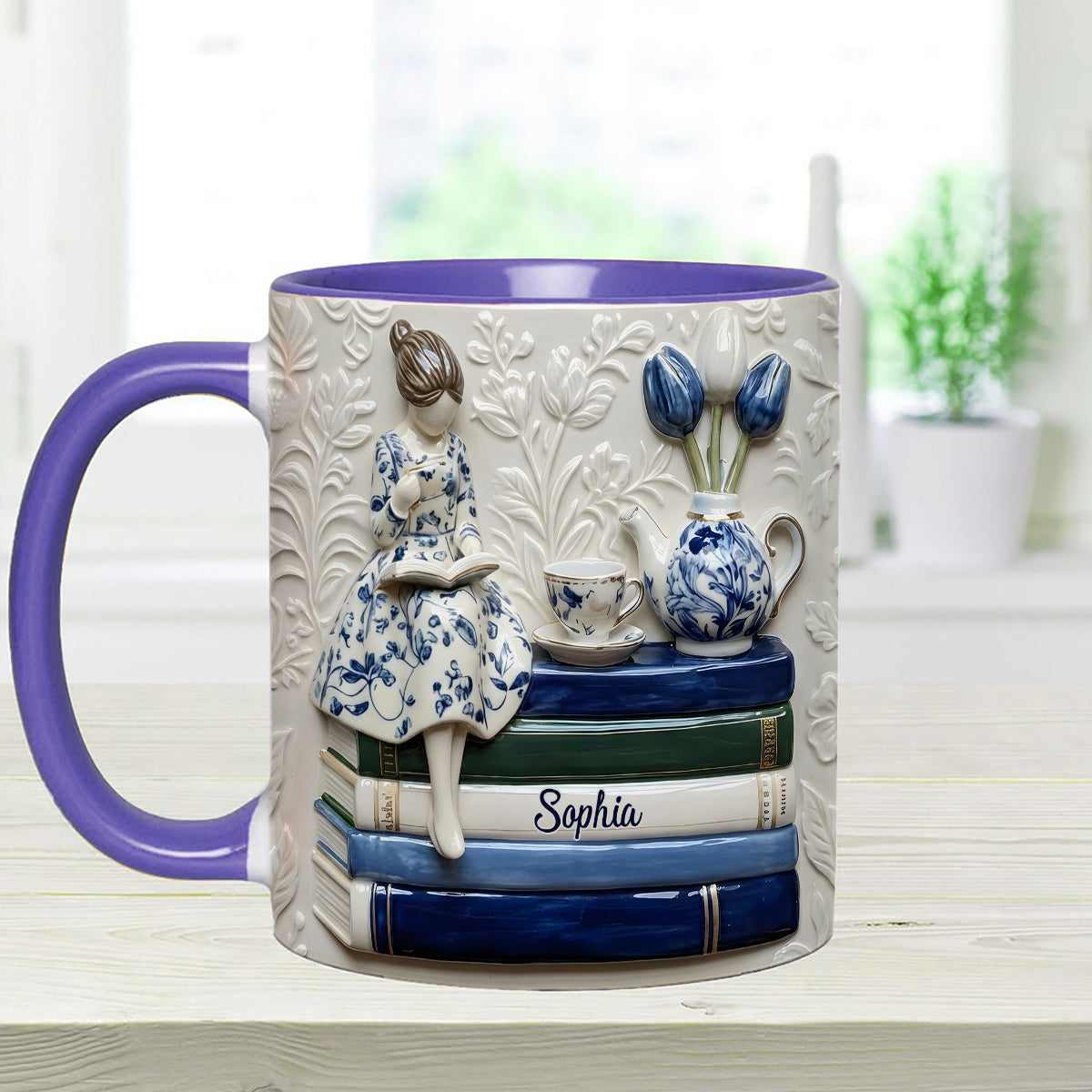 Book Lover - Personalized Book Set Accent Mug with Acrylic Stirres