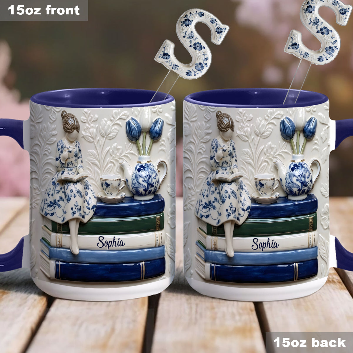 Book Lover - Personalized Book Set Accent Mug with Acrylic Stirres