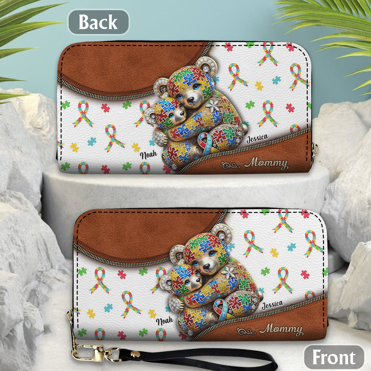 Autism Mom - Personalized Autism Awareness Leather Long Wallet