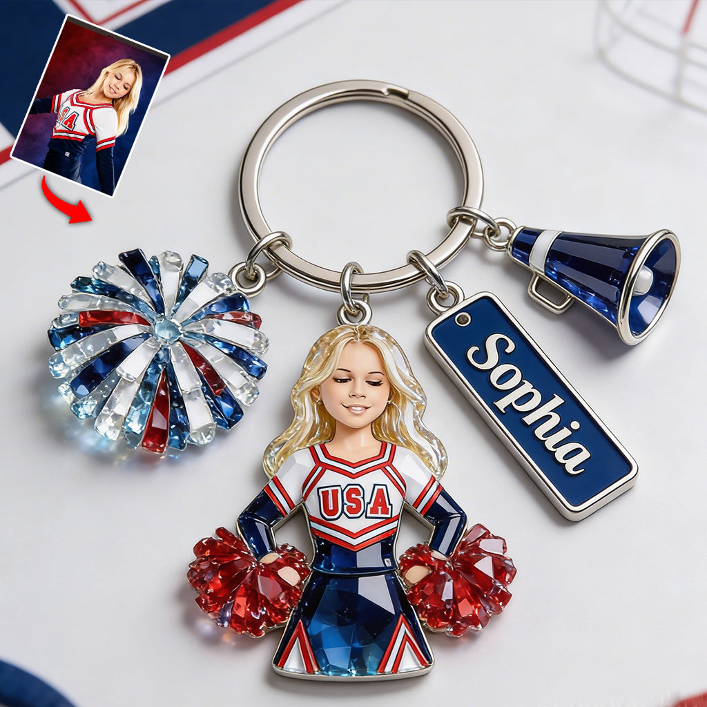 Custom Any Photo - Personalized Cheerleading Keychain With Charms