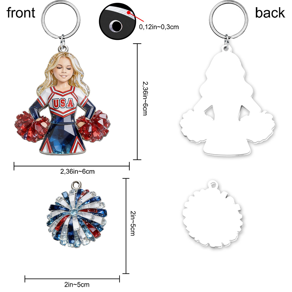 Custom Any Photo - Personalized Cheerleading Keychain With Charms
