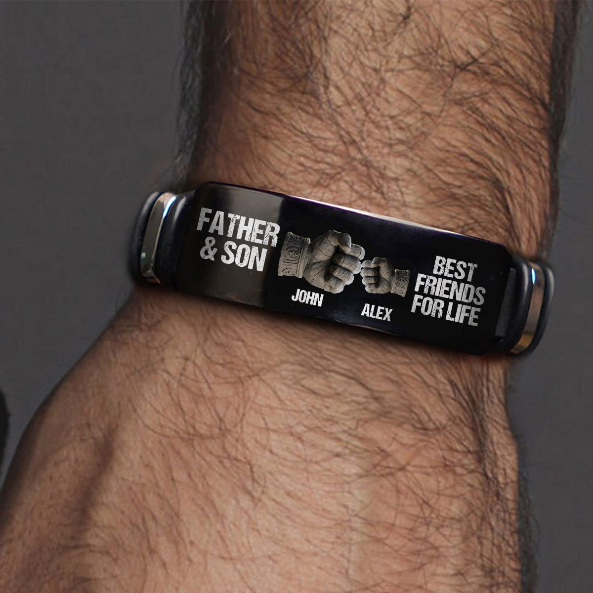 Bracelet personnalisé gravé pour père et fils/fille, meilleurs amis pour la vie - Bracelet gravé pour le père