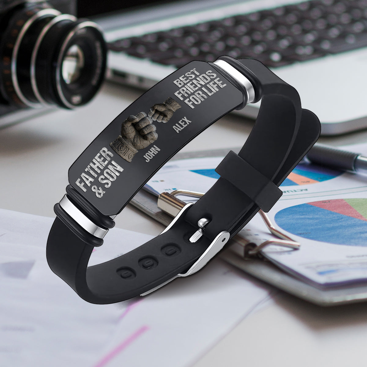 Bracelet personnalisé gravé pour père et fils/fille, meilleurs amis pour la vie - Bracelet gravé pour le père