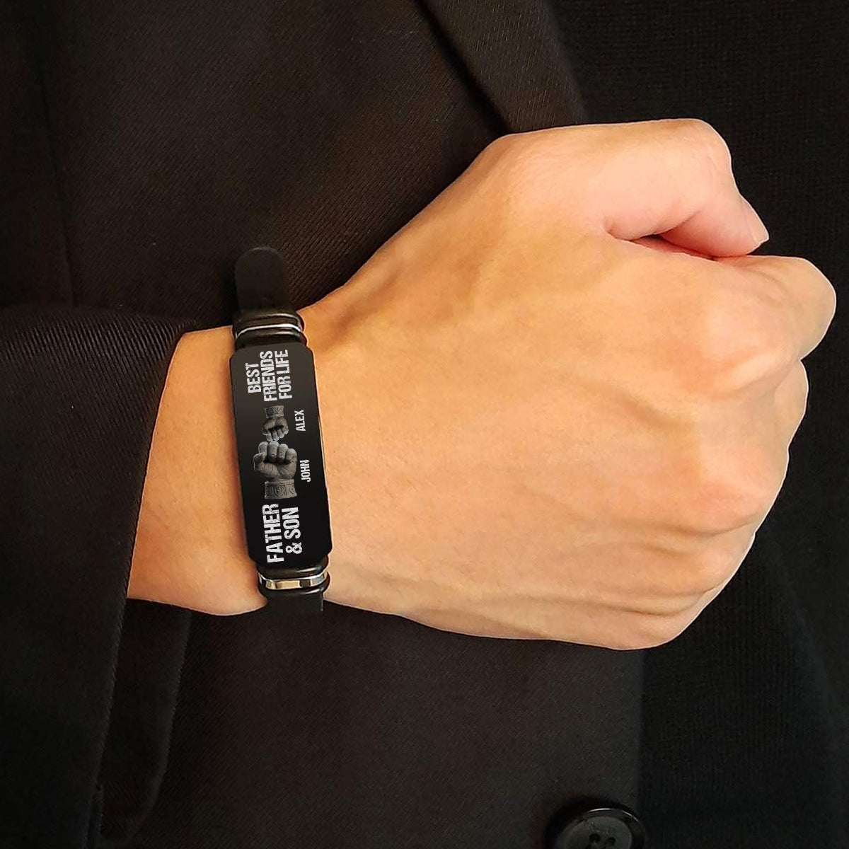 Bracelet personnalisé gravé pour père et fils/fille, meilleurs amis pour la vie - Bracelet gravé pour le père