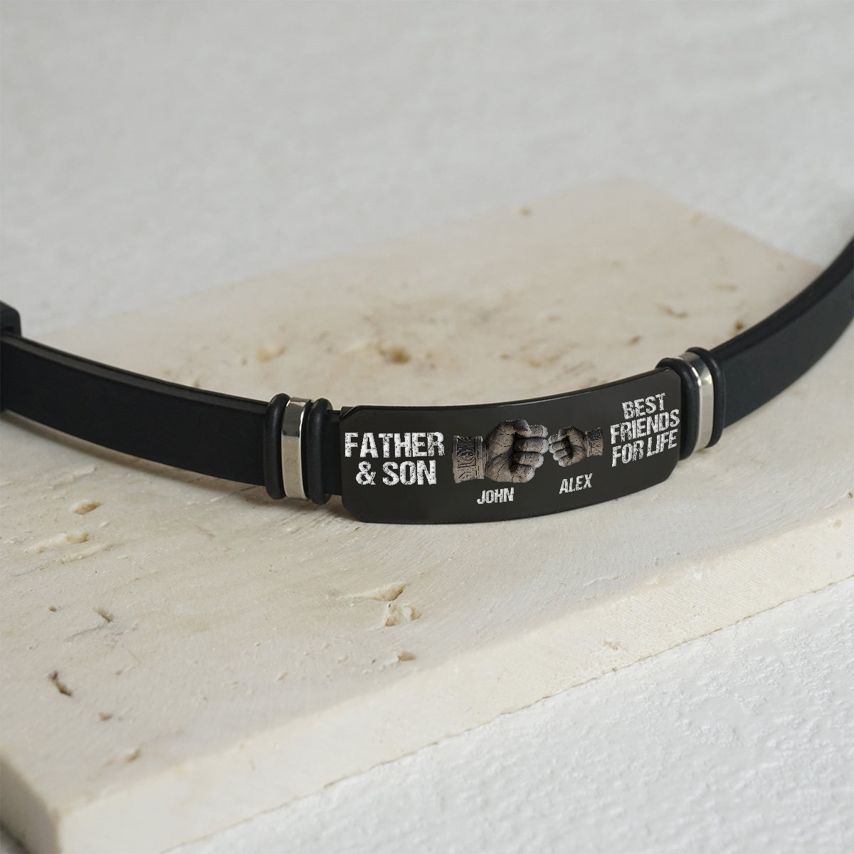 Bracelet personnalisé gravé pour père et fils/fille, meilleurs amis pour la vie - Bracelet gravé pour le père