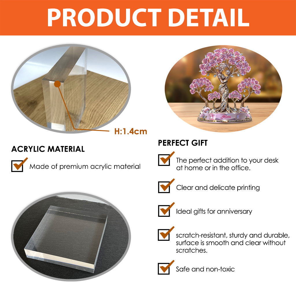 The Love Between Mother And Her Kids Christmas Gift For Mom, Grandma - Personalized Mother Custom Shaped Acrylic Plaque