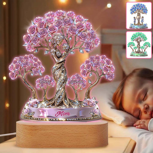 L'amour entre une mère et ses enfants - Plaque lumineuse personnalisée en forme de mère