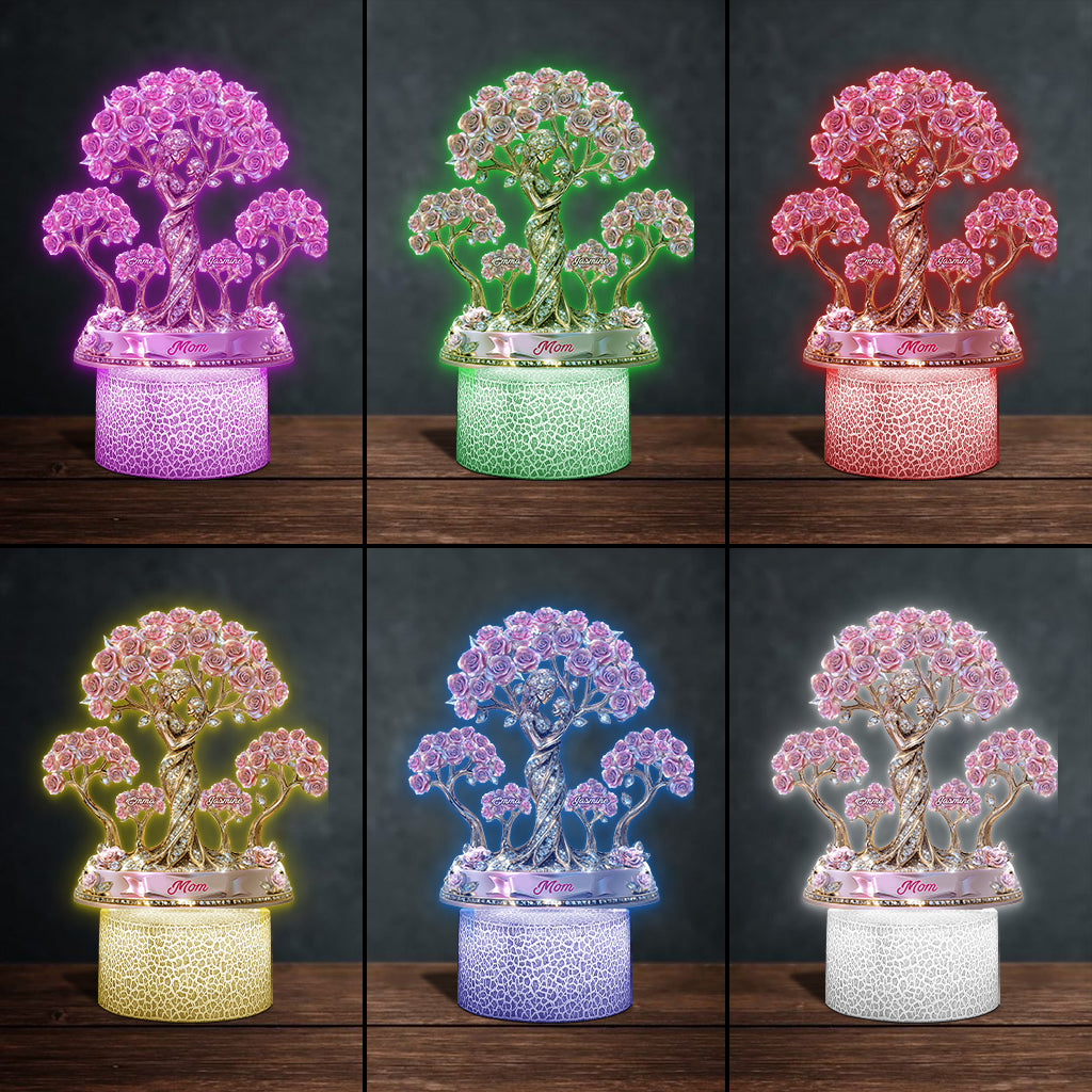 The Love Between Mother And Her Kids - Personalized Mother Shaped Plaque Light Base