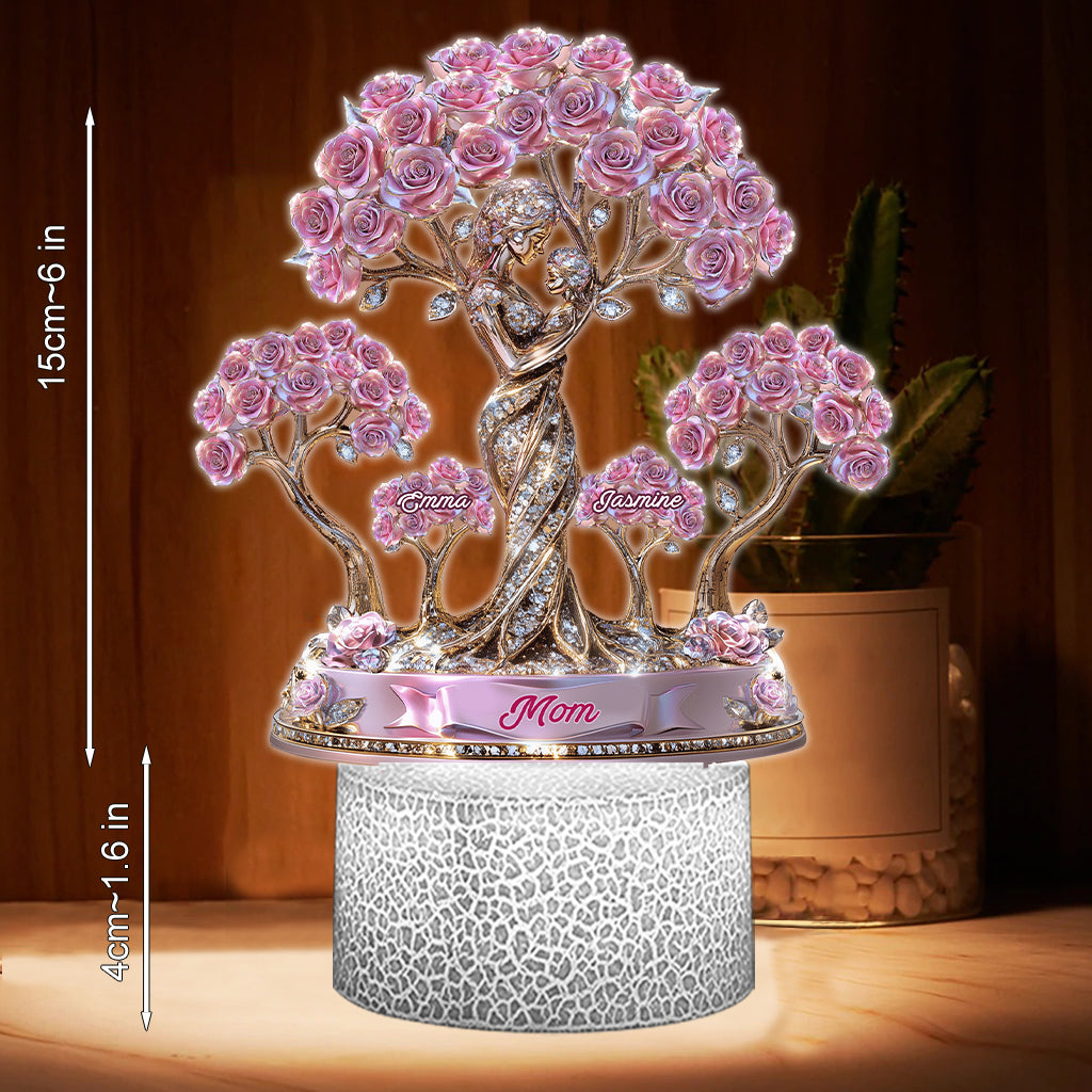 The Love Between Mother And Her Kids - Personalized Mother Shaped Plaque Light Base