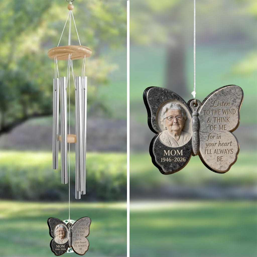 Écoute le vent et pense à moi - Carillon commémoratif personnalisé