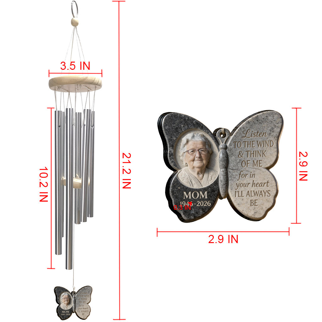 Écoute le vent et pense à moi - Carillon commémoratif personnalisé