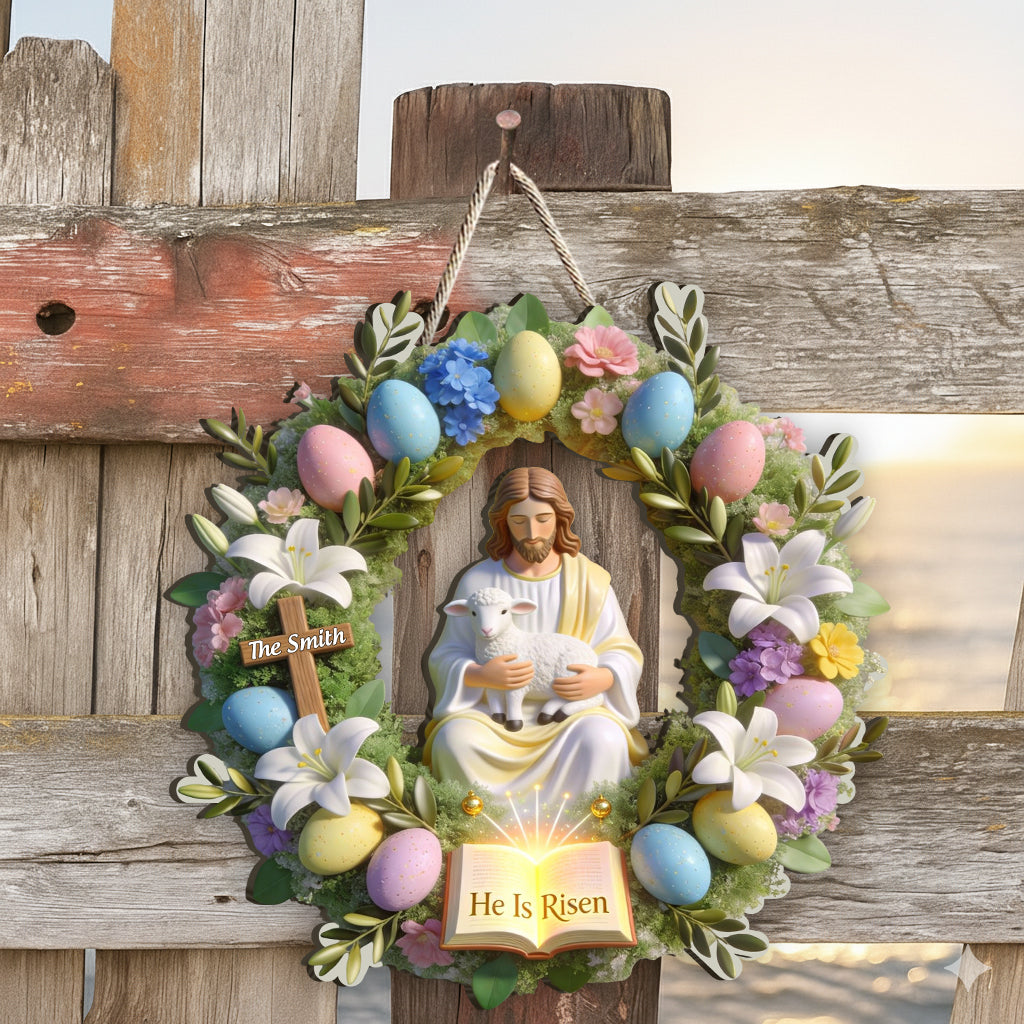 He Is Risen - Personalized Christian Custom Shaped Wood Sign