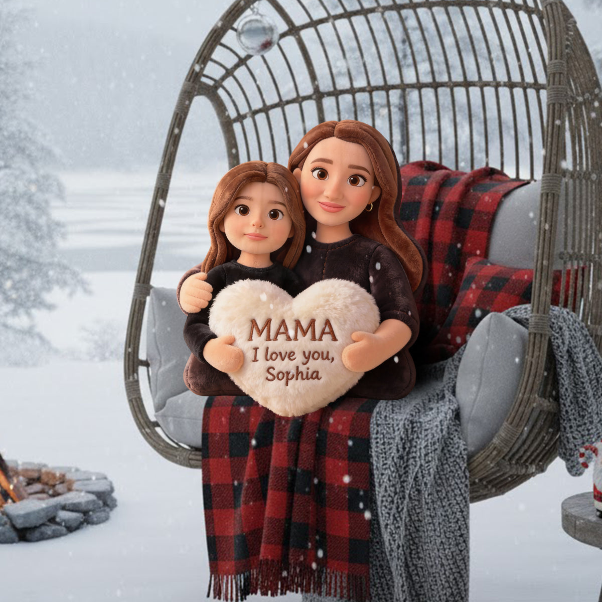 Je t'aime - Coussin personnalisé en fausse fourrure pour maman