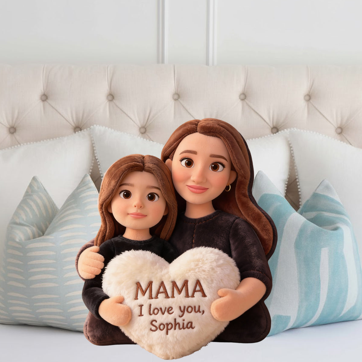 Je t'aime - Coussin personnalisé en fausse fourrure pour maman