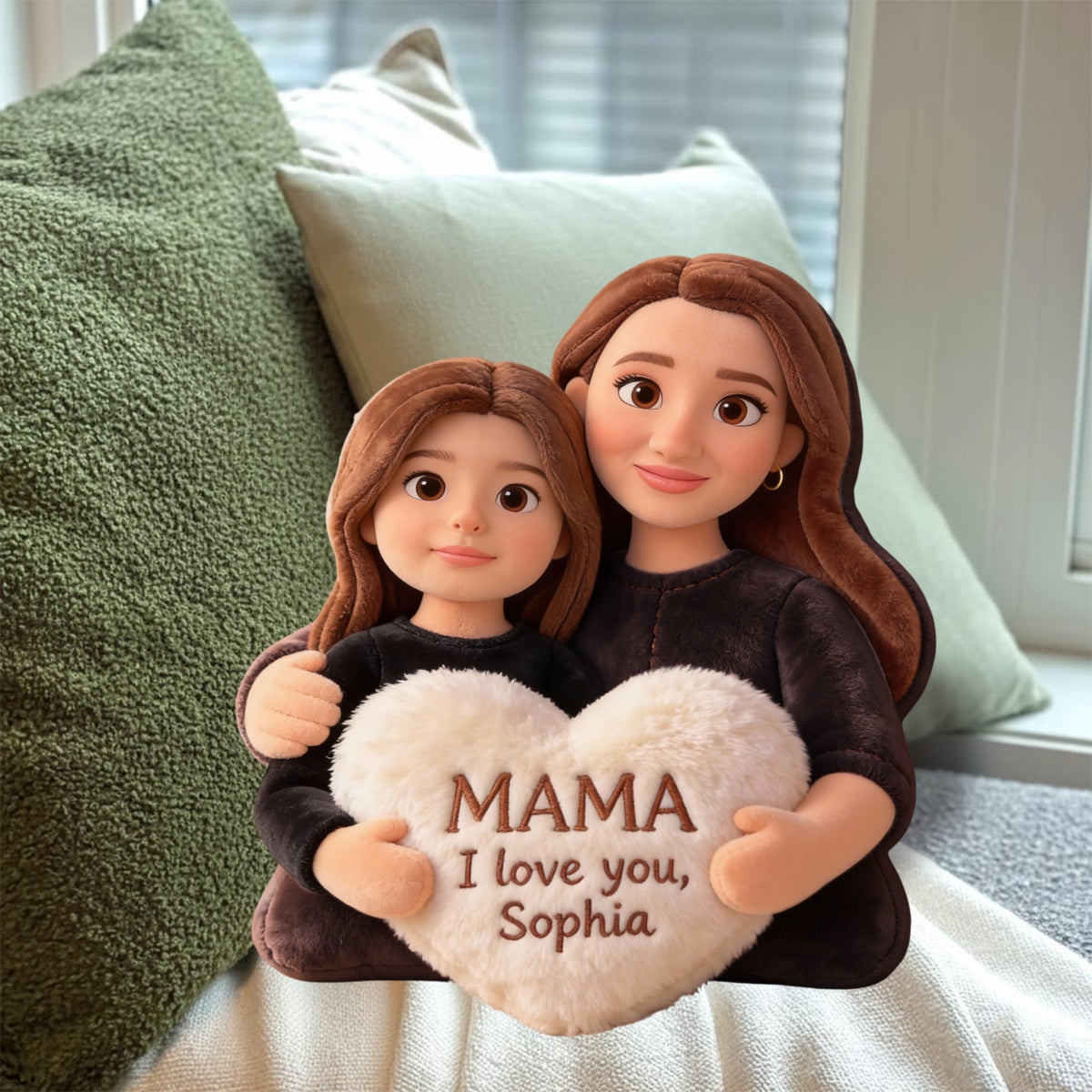 Je t'aime - Coussin personnalisé en fausse fourrure pour maman