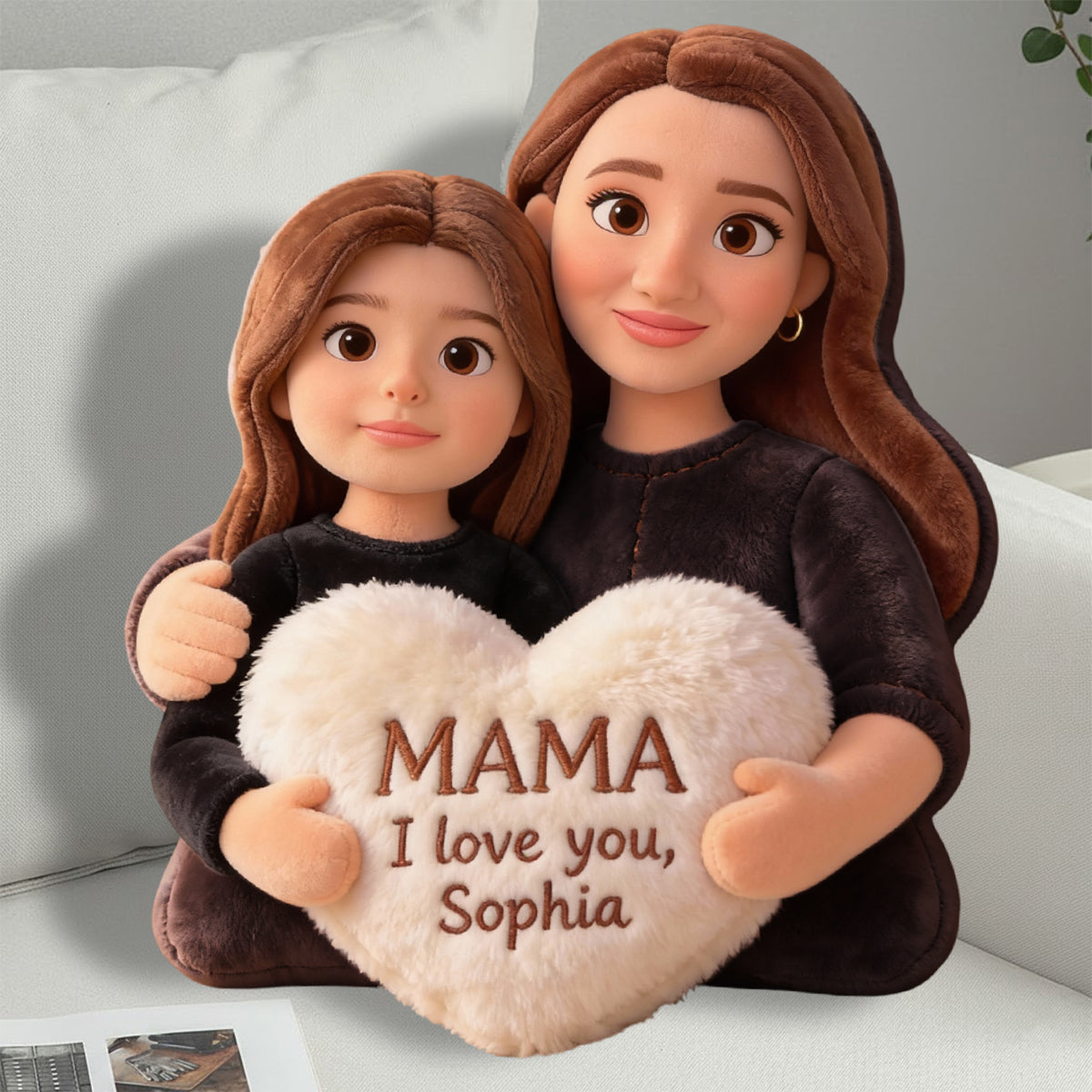 Je t'aime - Coussin personnalisé en fausse fourrure pour maman