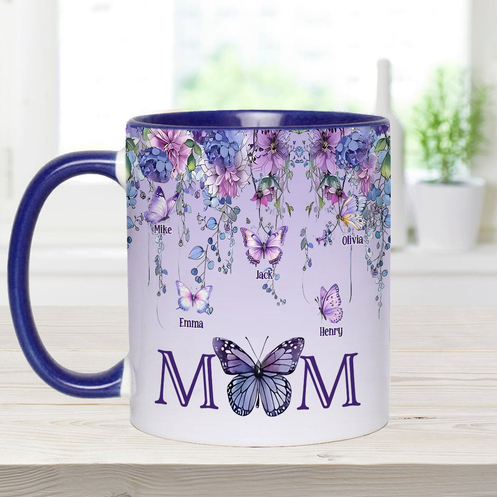 Mug personnalisé « Mère et Enfants Papillon » - Mug à l'effigie de maman