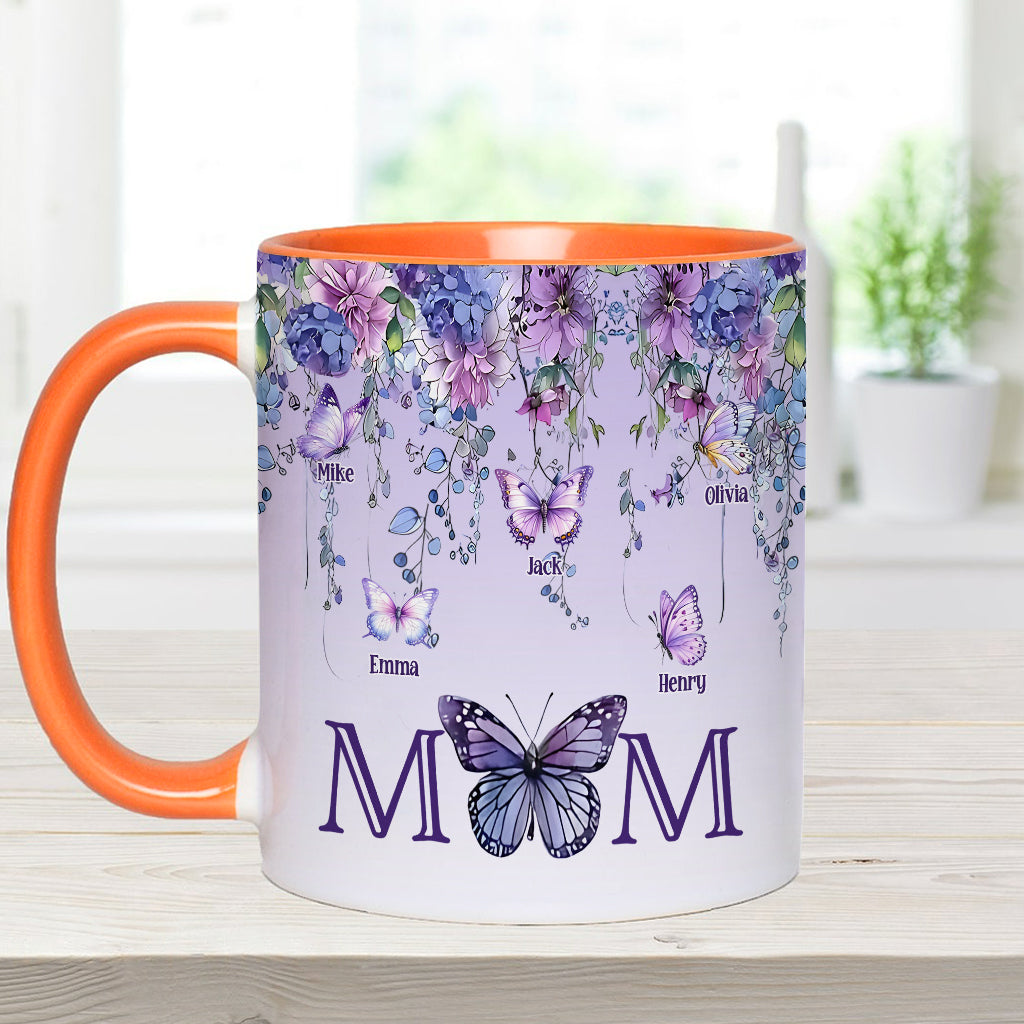 Mug personnalisé « Mère et Enfants Papillon » - Mug à l'effigie de maman