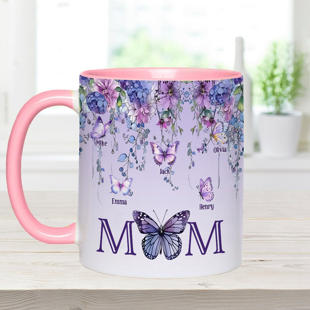 Mug personnalisé « Mère et Enfants Papillon » - Mug à l'effigie de maman