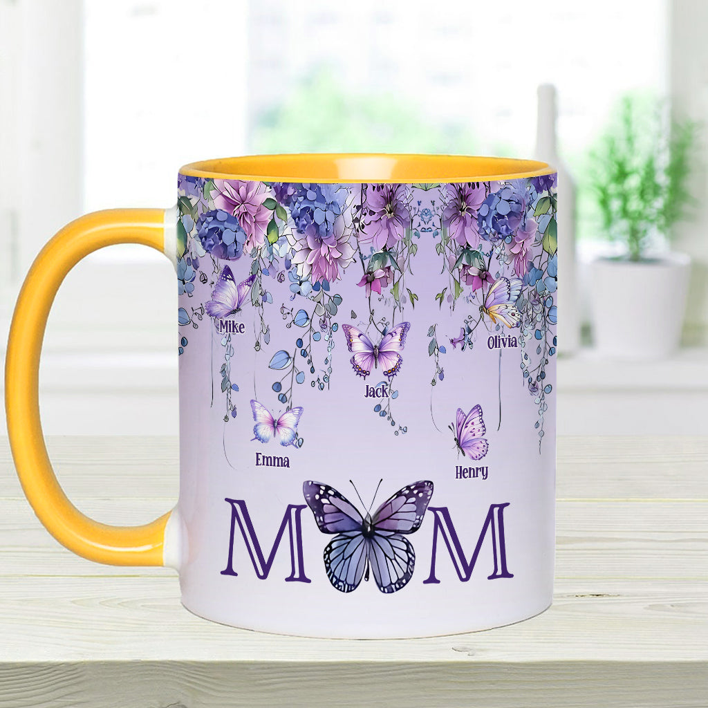 Mug personnalisé « Mère et Enfants Papillon » - Mug à l'effigie de maman