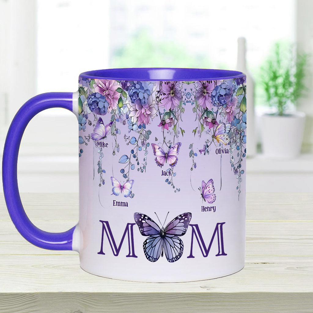 Mug personnalisé « Mère et Enfants Papillon » - Mug à l'effigie de maman