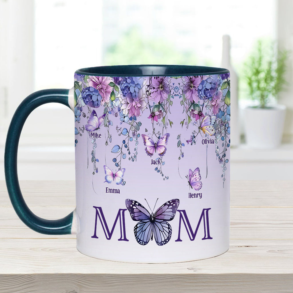 Mug personnalisé « Mère et Enfants Papillon » - Mug à l'effigie de maman