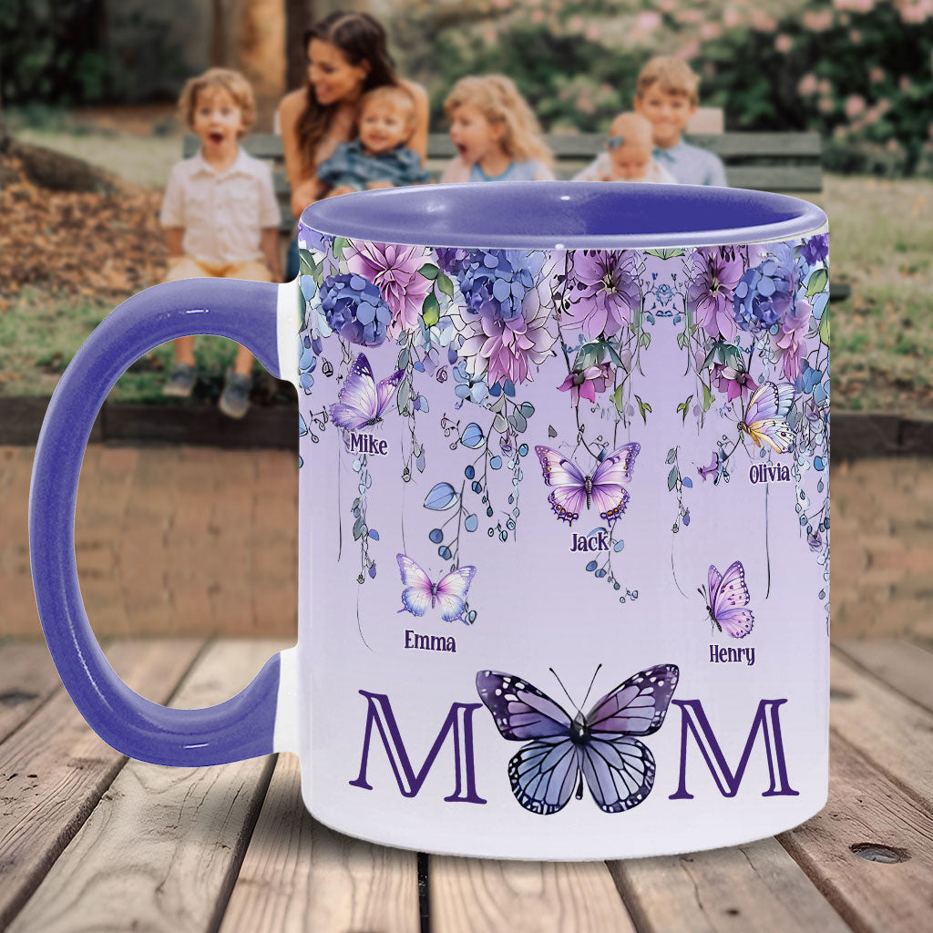 Mug personnalisé « Mère et Enfants Papillon » - Mug à l'effigie de maman