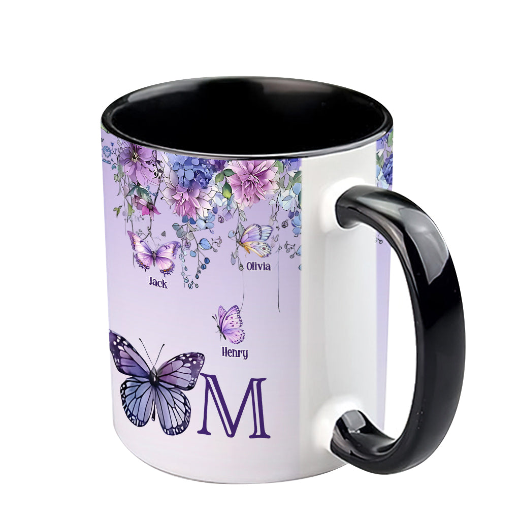 Mug personnalisé « Mère et Enfants Papillon » - Mug à l'effigie de maman