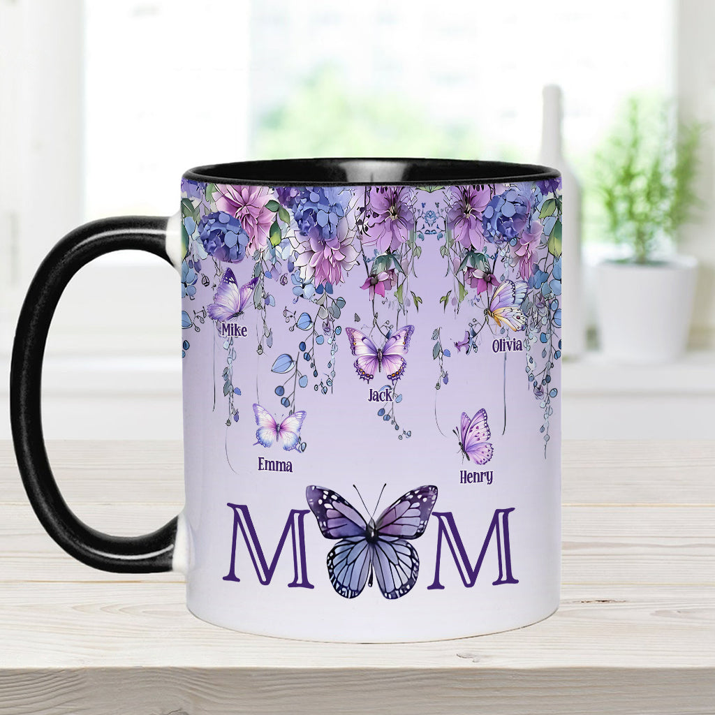 Mug personnalisé « Mère et Enfants Papillon » - Mug à l'effigie de maman
