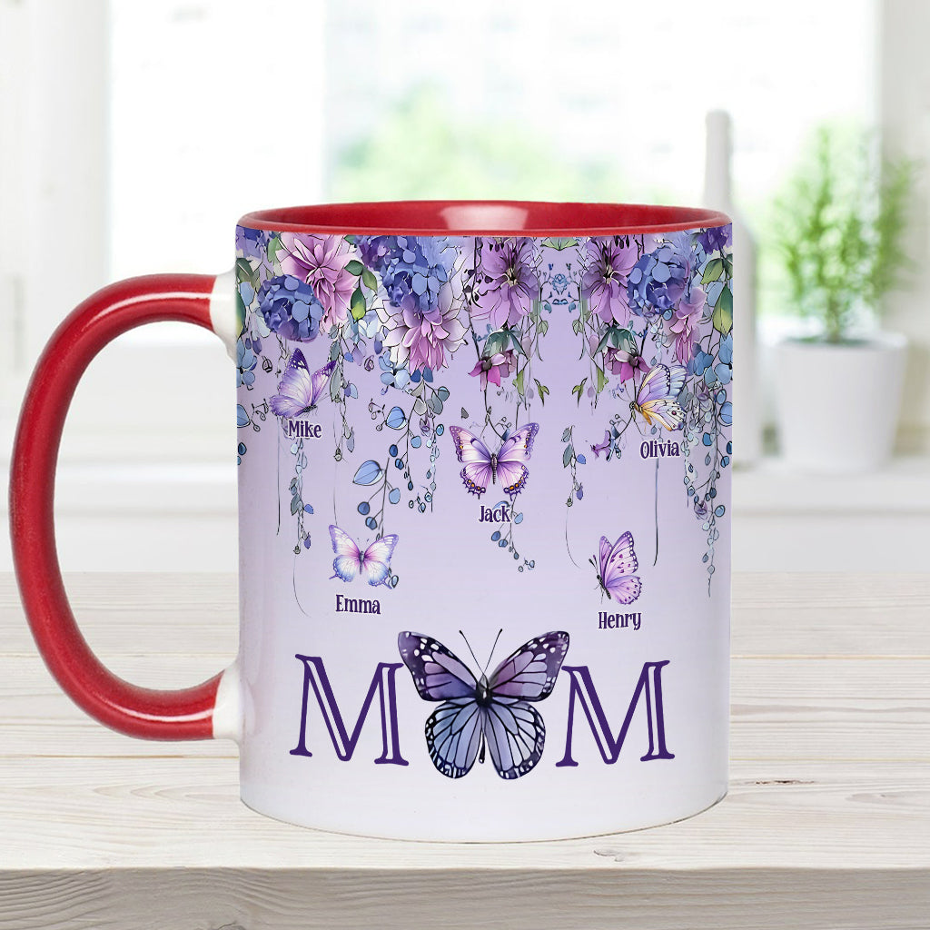 Mug personnalisé « Mère et Enfants Papillon » - Mug à l'effigie de maman
