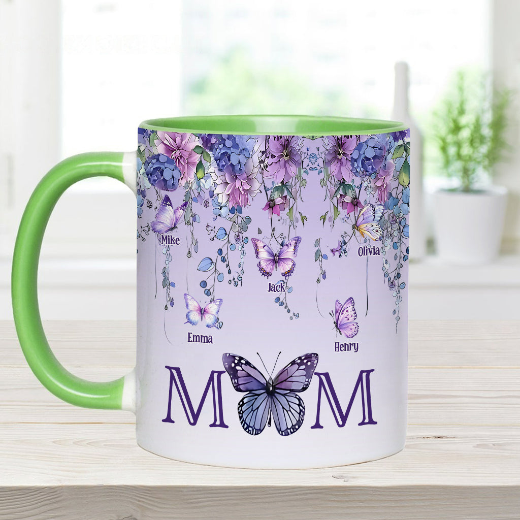 Mug personnalisé « Mère et Enfants Papillon » - Mug à l'effigie de maman