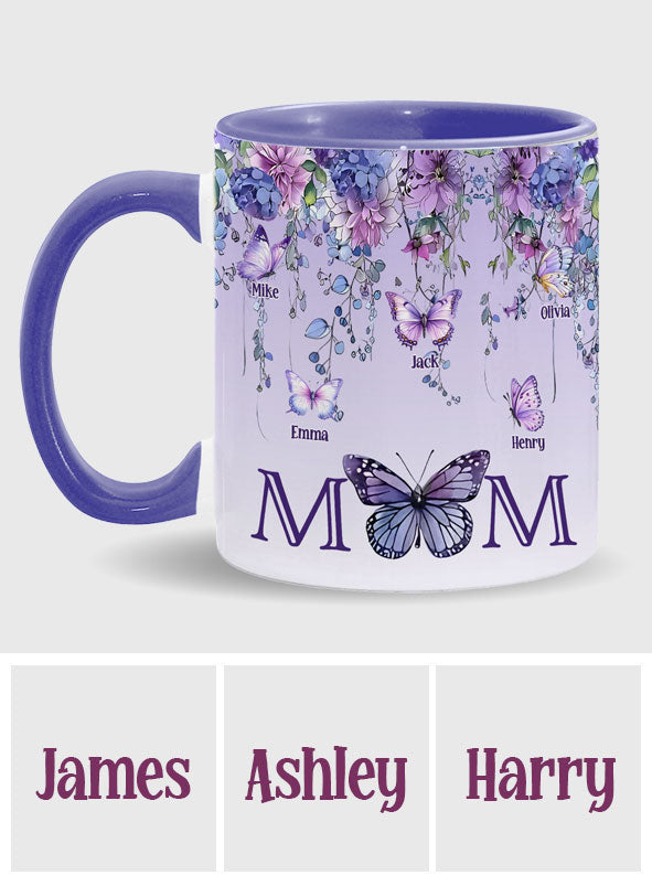 Mug personnalisé « Mère et Enfants Papillon » - Mug à l'effigie de maman