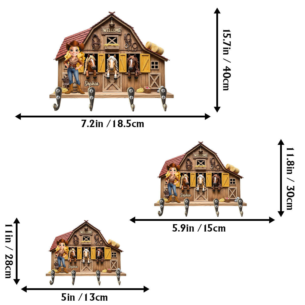 Bienvenue chez moi ! Porte-clés personnalisé en forme de cheval
