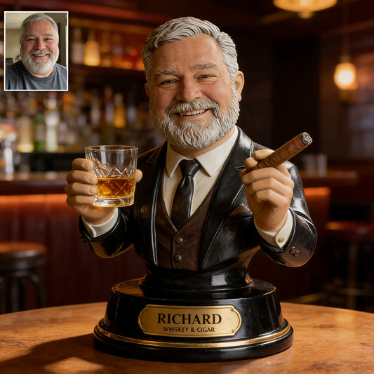 Whiskey et Cigare - Plaque Acrylique Personnalisée en Forme de Whisky